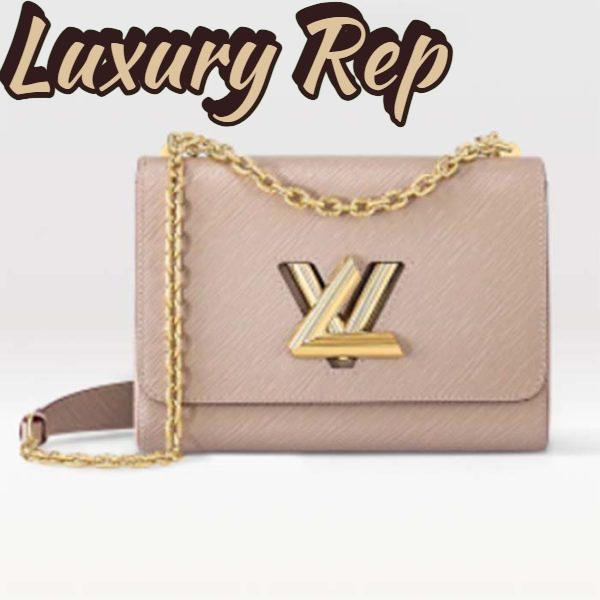 Replica Louis Vuitton LV Women Twist MM Handbag Galet Gray Epi Grained Cowhide Leather