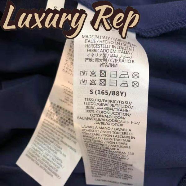 Replica Gucci Men Interlocking G Stripe Print T-Shirt Cotton Jersey Crewneck Oversize Fit-Navy 11