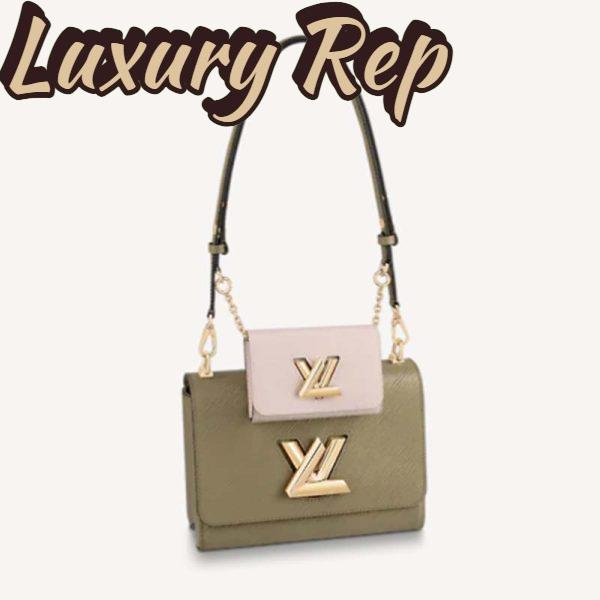 Replica Louis Vuitton LV Women Twist MM Handbag Green White Epi Grained Cowhide Leather