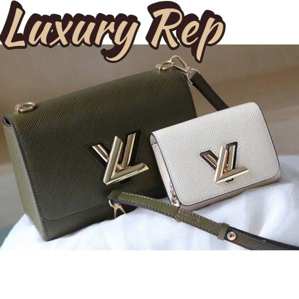 Replica Louis Vuitton LV Women Twist MM Handbag Green White Epi Grained Cowhide Leather 3