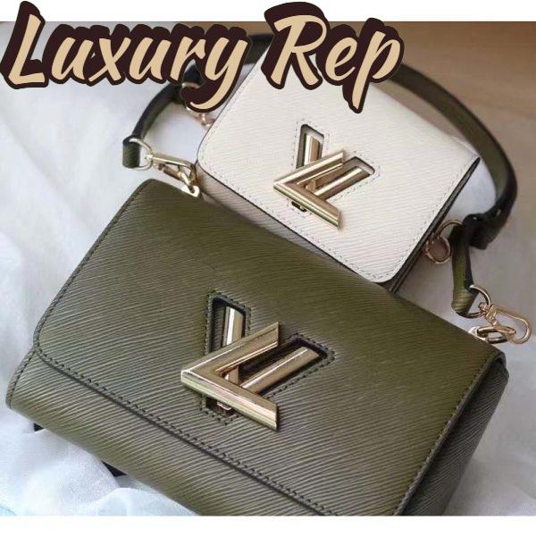Replica Louis Vuitton LV Women Twist MM Handbag Green White Epi Grained Cowhide Leather 4