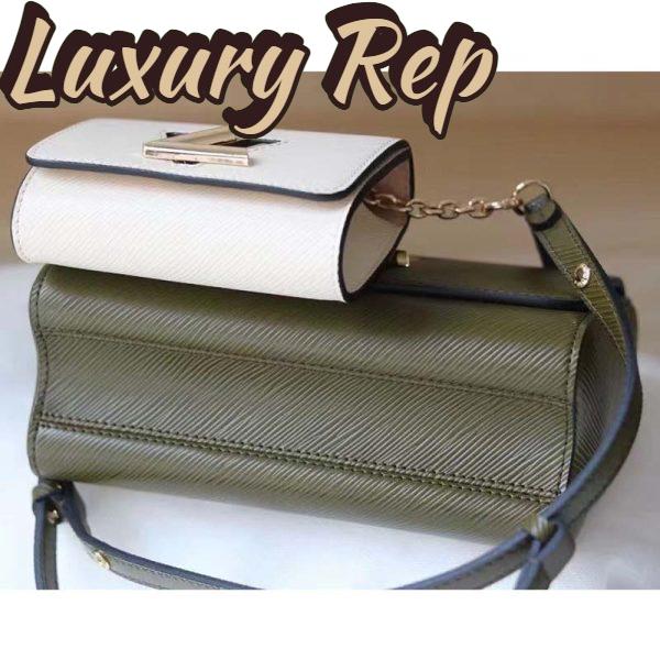 Replica Louis Vuitton LV Women Twist MM Handbag Green White Epi Grained Cowhide Leather 5