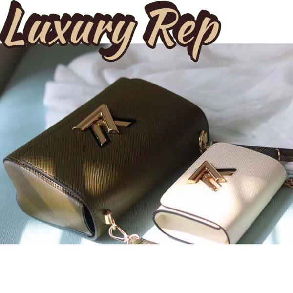 Replica Louis Vuitton LV Women Twist MM Handbag Green White Epi Grained Cowhide Leather 6