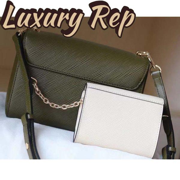 Replica Louis Vuitton LV Women Twist MM Handbag Green White Epi Grained Cowhide Leather 7