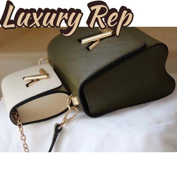 Replica Louis Vuitton LV Women Twist MM Handbag Green White Epi Grained Cowhide Leather 10