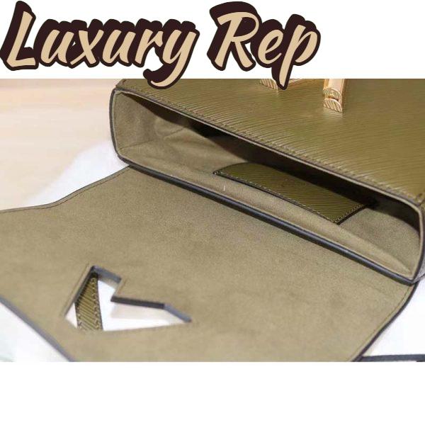 Replica Louis Vuitton LV Women Twist MM Handbag Green White Epi Grained Cowhide Leather 11