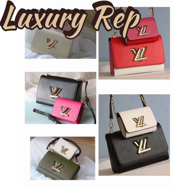 Replica Louis Vuitton LV Women Twist MM Handbag Green White Epi Grained Cowhide Leather 12