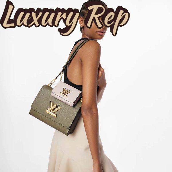 Replica Louis Vuitton LV Women Twist MM Handbag Green White Epi Grained Cowhide Leather 13