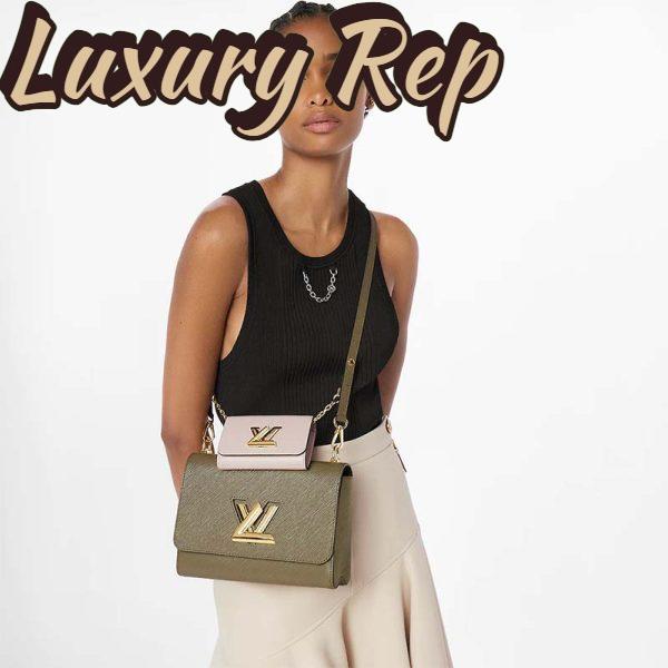 Replica Louis Vuitton LV Women Twist MM Handbag Green White Epi Grained Cowhide Leather 14