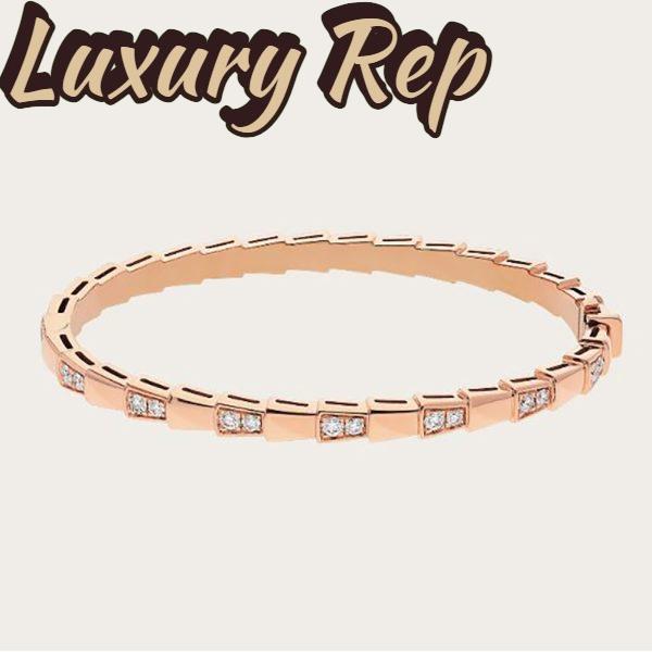 Replica Bvlgari Women Serpenti Viper 18 KT Rose Gold Bracelet Set with Demi Pave Diamonds