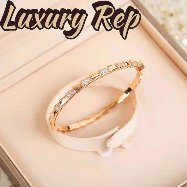 Replica Bvlgari Women Serpenti Viper 18 KT Rose Gold Bracelet Set with Demi Pave Diamonds 4