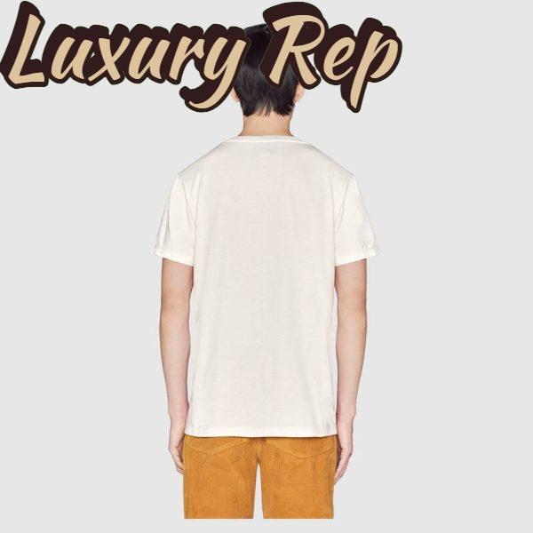 Replica Gucci Men Oversize T-Shirt with Gucci Logo and Rabbit-Beige 4