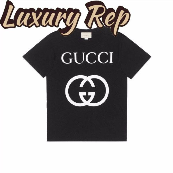 Replica Gucci Men Oversize T-Shirt with Interlocking G-Black 3