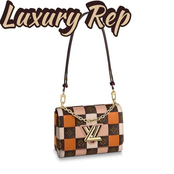 Replica Louis Vuitton LV Women Twist MM Handbag in Smooth Cowhide and Monogram Coated Canvas