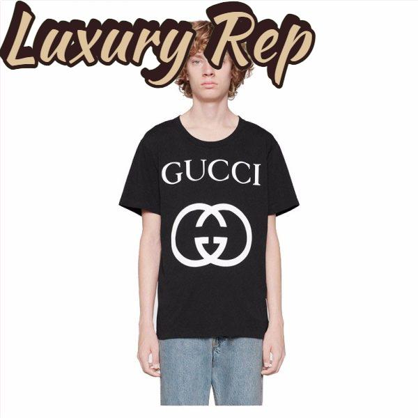 Replica Gucci Men Oversize T-Shirt with Interlocking G-Black 5