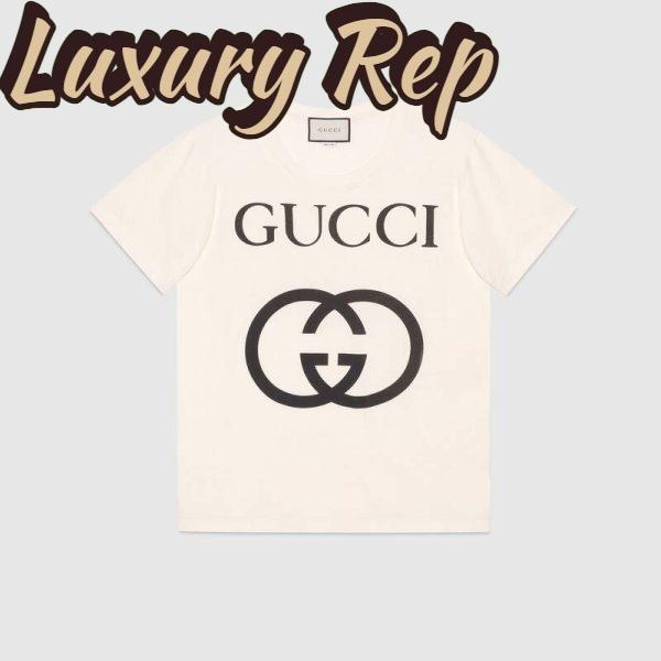 Replica Gucci Men Oversize T-Shirt with Interlocking G-White