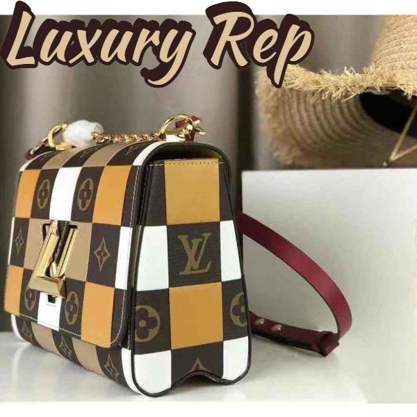 Replica Louis Vuitton LV Women Twist MM Handbag in Smooth Cowhide and Monogram Coated Canvas 4