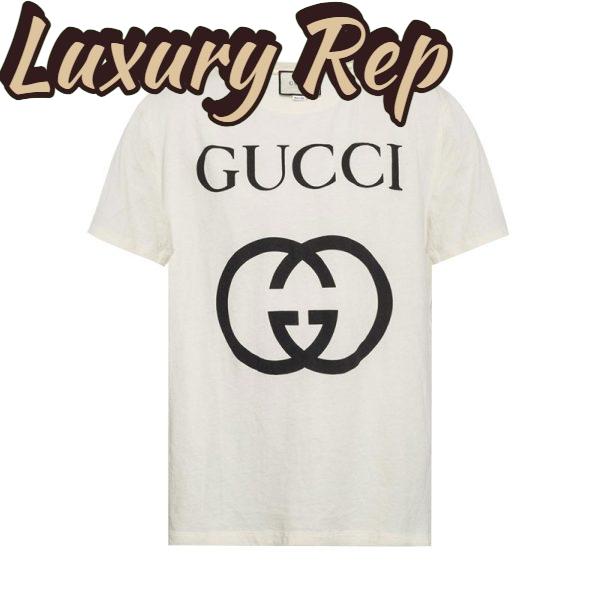 Replica Gucci Men Oversize T-Shirt with Interlocking G-White 3