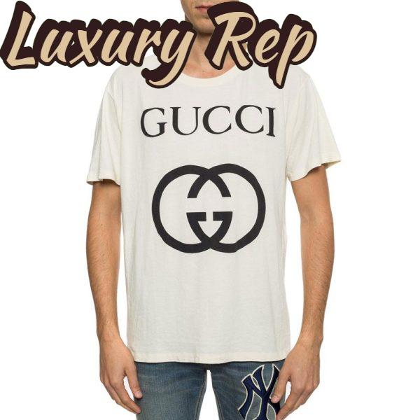 Replica Gucci Men Oversize T-Shirt with Interlocking G-White 5