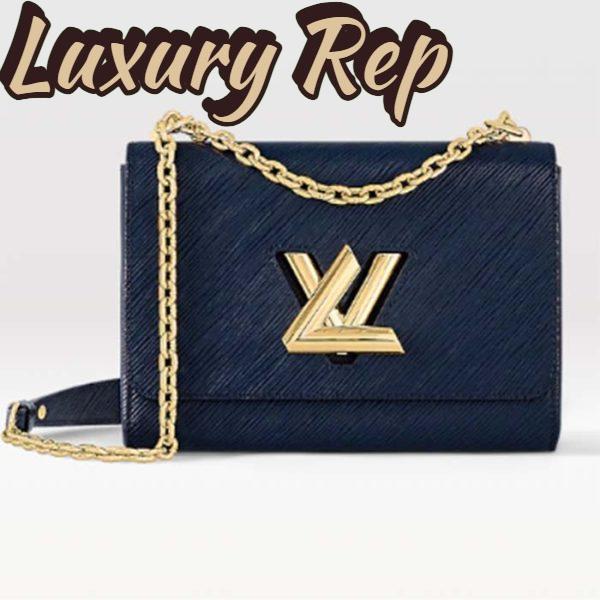 Replica Louis Vuitton LV Women Twist MM Handbag Indigo Blue Epi Grained Cowhide Leather