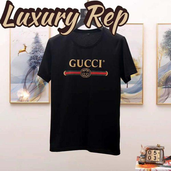 Replica Gucci Men Oversize Washed T-Shirt with Gucci Logo Black Washed Cotton Jersey 3