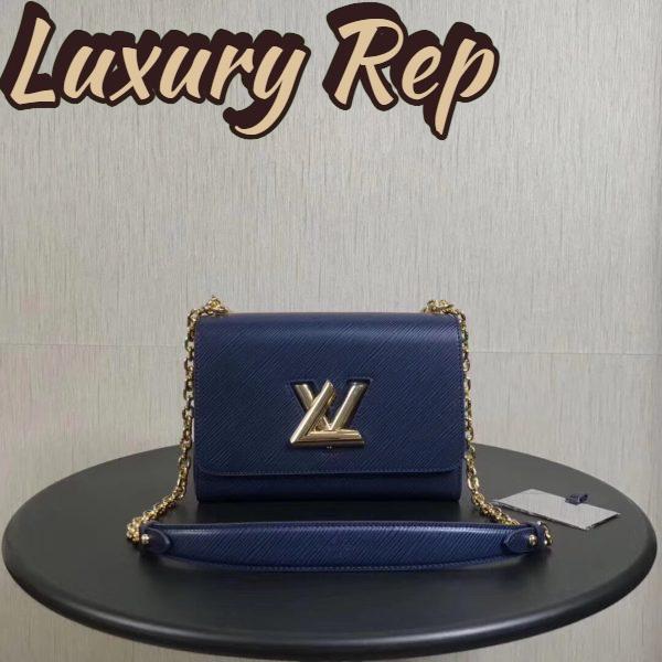 Replica Louis Vuitton LV Women Twist MM Handbag Indigo Blue Epi Grained Cowhide Leather 3