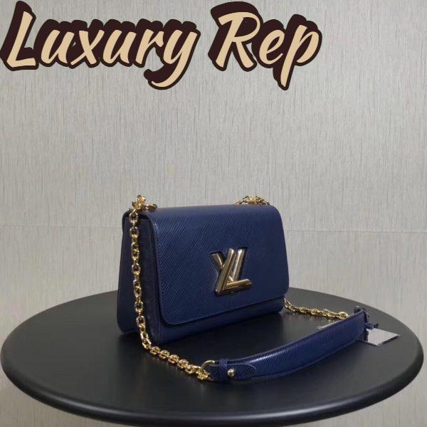 Replica Louis Vuitton LV Women Twist MM Handbag Indigo Blue Epi Grained Cowhide Leather 4