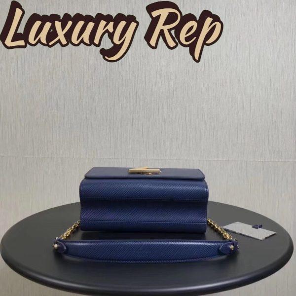 Replica Louis Vuitton LV Women Twist MM Handbag Indigo Blue Epi Grained Cowhide Leather 5