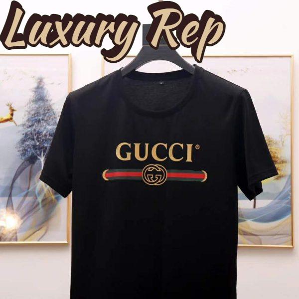 Replica Gucci Men Oversize Washed T-Shirt with Gucci Logo Black Washed Cotton Jersey 6