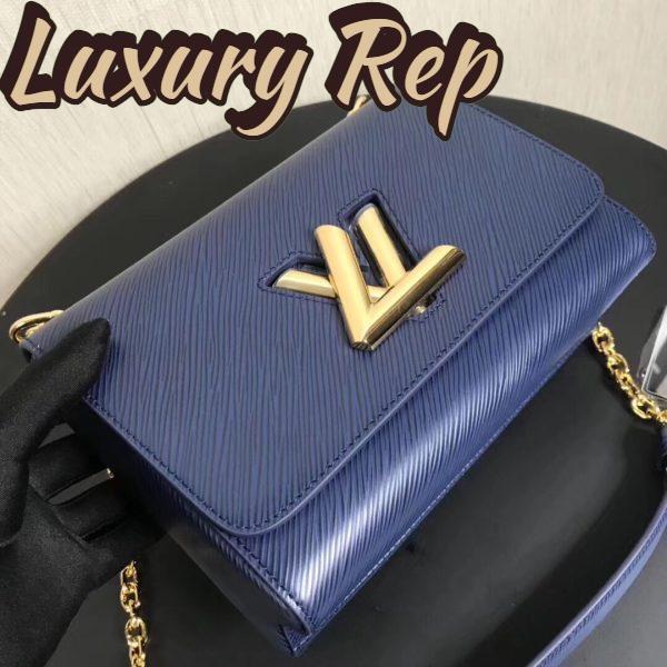 Replica Louis Vuitton LV Women Twist MM Handbag Indigo Blue Epi Grained Cowhide Leather 7
