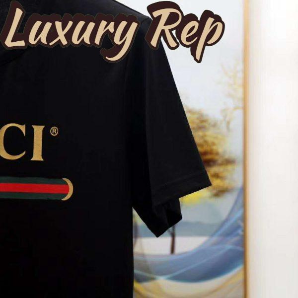 Replica Gucci Men Oversize Washed T-Shirt with Gucci Logo Black Washed Cotton Jersey 8