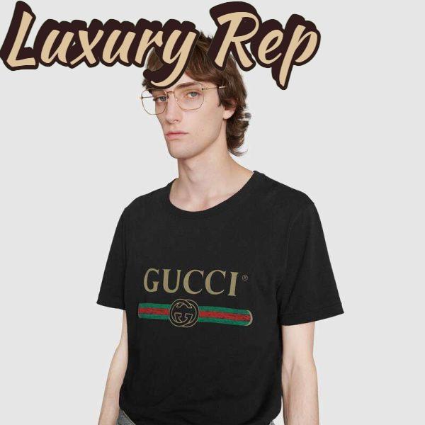 Replica Gucci Men Oversize Washed T-Shirt with Gucci Logo Black Washed Cotton Jersey 10