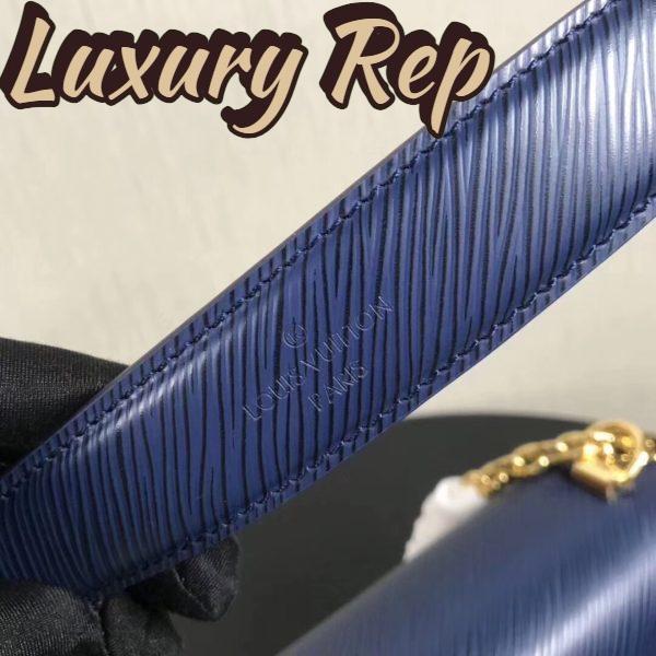 Replica Louis Vuitton LV Women Twist MM Handbag Indigo Blue Epi Grained Cowhide Leather 11