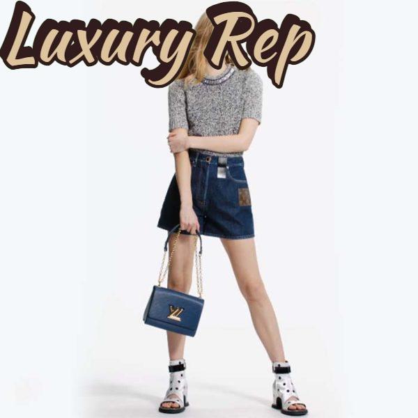 Replica Louis Vuitton LV Women Twist MM Handbag Indigo Blue Epi Grained Cowhide Leather 12