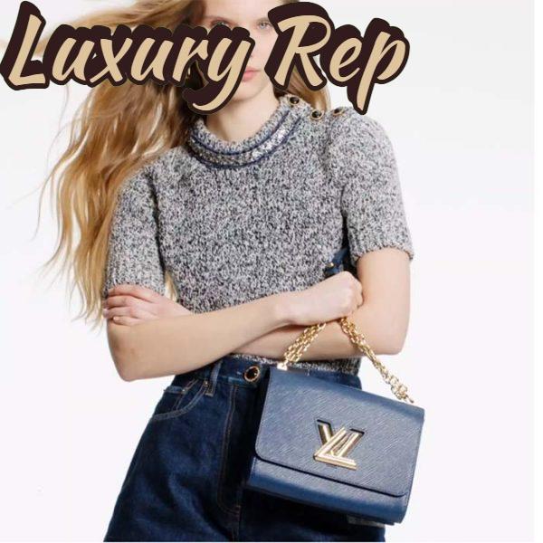 Replica Louis Vuitton LV Women Twist MM Handbag Indigo Blue Epi Grained Cowhide Leather 13