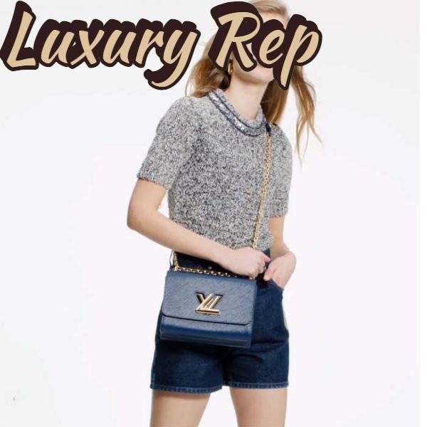 Replica Louis Vuitton LV Women Twist MM Handbag Indigo Blue Epi Grained Cowhide Leather 14
