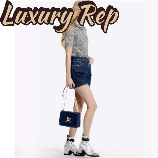 Replica Louis Vuitton LV Women Twist MM Handbag Indigo Blue Epi Grained Cowhide Leather 15