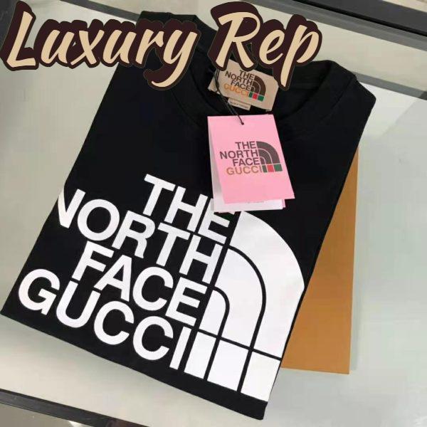 Replica Gucci Men The North Face x Gucci Cotton T-Shirt Black Jersey Crewneck Oversize Fit 4
