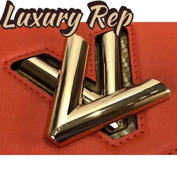 Replica Louis Vuitton LV Women Twist MM Handbag Orange Raffia Smooth Cowhide Leather 8