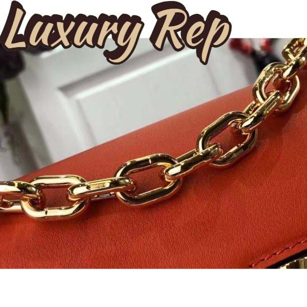 Replica Louis Vuitton LV Women Twist MM Handbag Orange Raffia Smooth Cowhide Leather 9