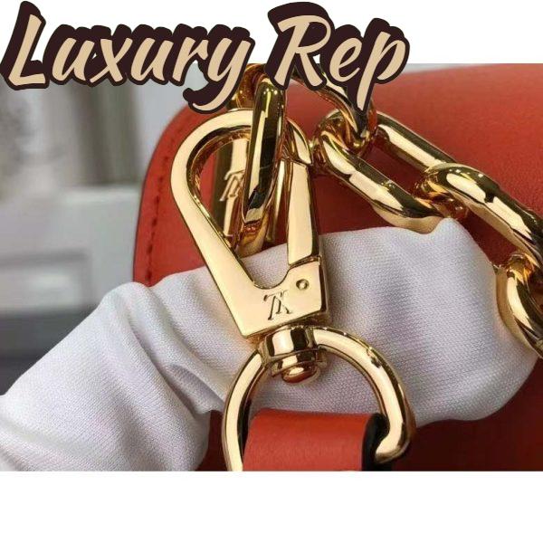 Replica Louis Vuitton LV Women Twist MM Handbag Orange Raffia Smooth Cowhide Leather 10