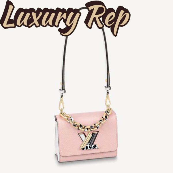 Replica Louis Vuitton LV Women Twist MM Handbag Pink Epi Smooth Grained Leather