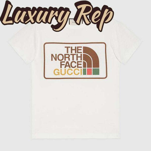 Replica Gucci Men The North Face x Gucci Print Cotton T-Shirt Jersey Crewneck Short Sleeves