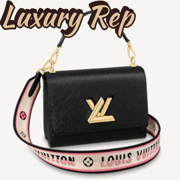 Replica Louis Vuitton LV Women Twist MM Handbg Black Epi Grained Cowhide Leather
