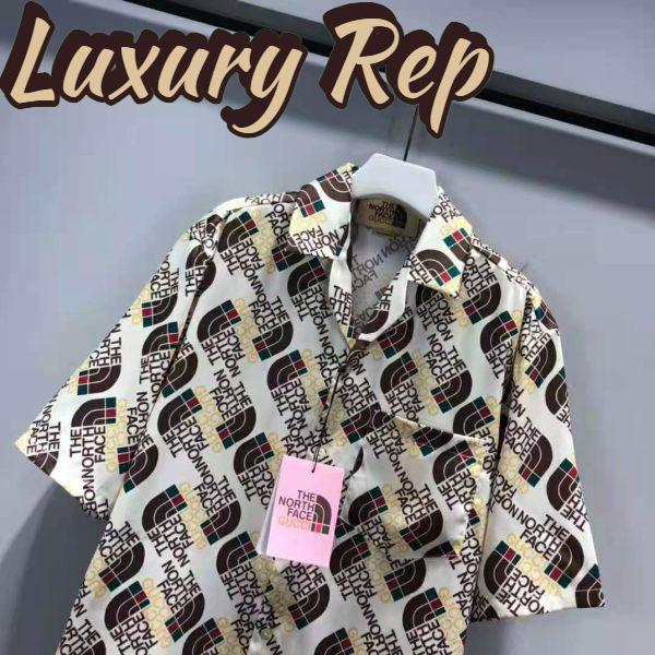 Replica Gucci Men The North Face x Gucci Web Print Silk Shirt Chest Pocket Button Front 7