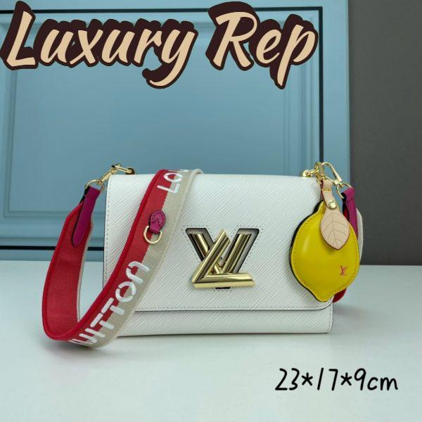 Replica Louis Vuitton LV Women Twist MM Lemon Handbag White Epi Grained Cowhide 3