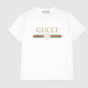Replica Gucci Men Washed T-shirt with Gucci Logo-White