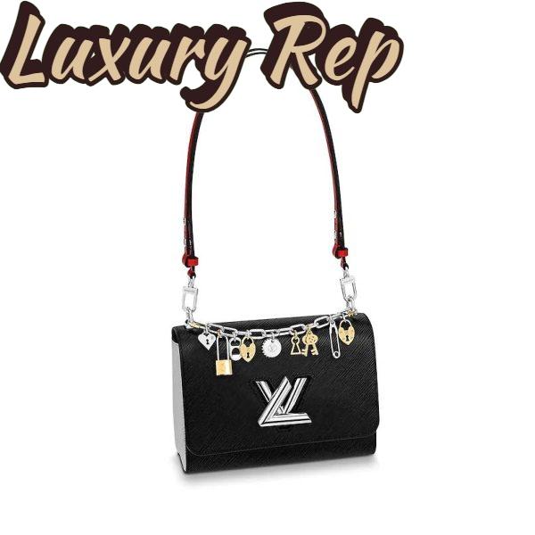Replica Louis Vuitton LV Women Twist MM LV Love Lock Charms Handbag in Epi Cowhide Leather-Black