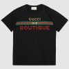 Replica Gucci Men’s Gucci Boutique Print Oversize T-Shirt Black Cotton Jersey