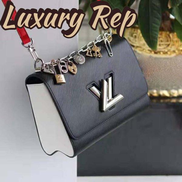 Replica Louis Vuitton LV Women Twist MM LV Love Lock Charms Handbag in Epi Cowhide Leather-Black 4
